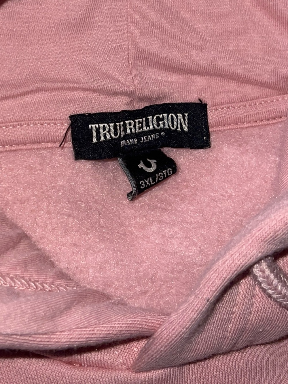 True Religion Pink Hoodie with Buddha Guitar Graphic - Picture 4 of 4